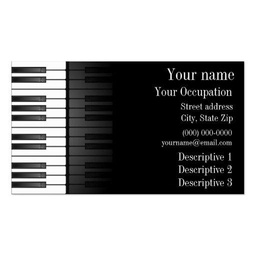 Bold Black White Keyboard Design Business Card (front side)