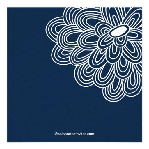 Bold Bloom Navy Blue Bridal Shower Invitation