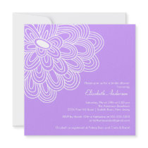 Bold Bloom Purple & White Bridal Shower Invitation