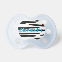Bold Blue and Zebra Print Baby Boy Pacifier