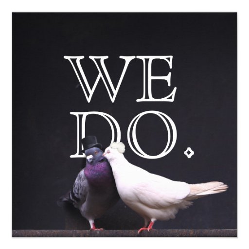 Bold Bride & Groom Birds We Do Wedding Invitation (front side)