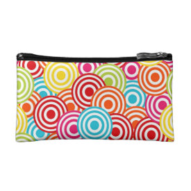Bold Bright Colorful Concentric Circles Pattern Makeup Bags