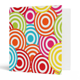 Bold Bright Colorful Concentric Circles Pattern Binders
