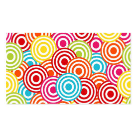 Bold Bright Colorful Concentric Circles Pattern Business Card Template