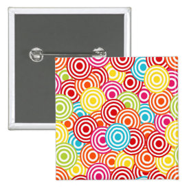Bold Bright Colorful Concentric Circles Pattern Pin