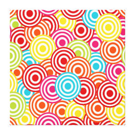 Bold Bright Colorful Concentric Circles Pattern Stretched Canvas Prints