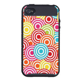 Bold Bright Colorful Concentric Circles Pattern Cover For iPhone 4