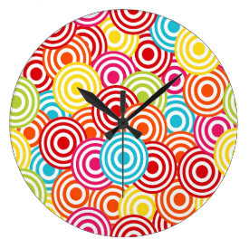 Bold Bright Colorful Concentric Circles Pattern Wallclock