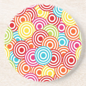 Bold Bright Colorful Concentric Circles Pattern Drink Coaster