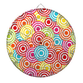Bold Bright Colorful Concentric Circles Pattern Dartboards