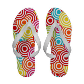 Bold Bright Colorful Concentric Circles Pattern Flip-Flops