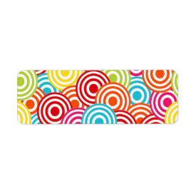Bold Bright Colorful Concentric Circles Pattern Return Address Label
