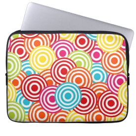 Bold Bright Colorful Concentric Circles Pattern Laptop Computer Sleeve