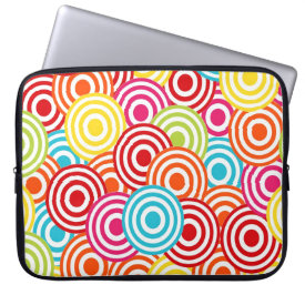 Bold Bright Colorful Concentric Circles Pattern Laptop Computer Sleeve
