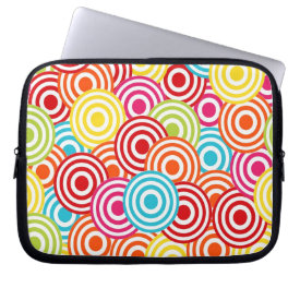 Bold Bright Colorful Concentric Circles Pattern Laptop Computer Sleeves