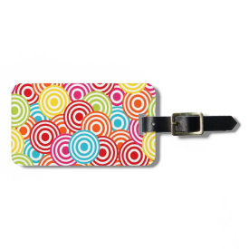 Bold Bright Colorful Concentric Circles Pattern Tag For Luggage