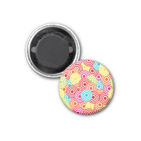 Bold Bright Colorful Concentric Circles Pattern Fridge Magnets