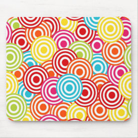 Bold Bright Colorful Concentric Circles Pattern Mousepad