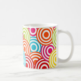 Bold Bright Colorful Concentric Circles Pattern Coffee Mug