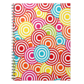 Bold Bright Colorful Concentric Circles Pattern Note Book