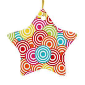 Bold Bright Colorful Concentric Circles Pattern Christmas Tree Ornaments