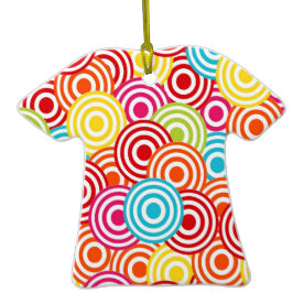 Bold Bright Colorful Concentric Circles Pattern Ornaments