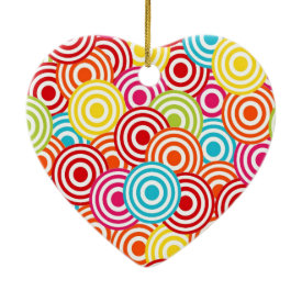 Bold Bright Colorful Concentric Circles Pattern Christmas Ornaments