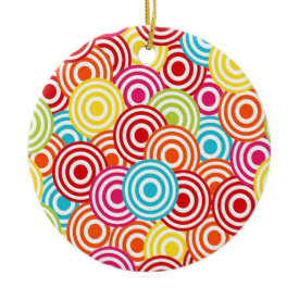Bold Bright Colorful Concentric Circles Pattern Christmas Tree Ornament