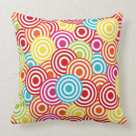 Bold Bright Colorful Concentric Circles Pattern Pillows