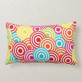 Bold Bright Colorful Concentric Circles Pattern Throw Pillows