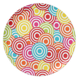 Bold Bright Colorful Concentric Circles Pattern Dinner Plates