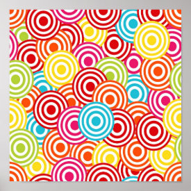 Bold Bright Colorful Concentric Circles Pattern Print