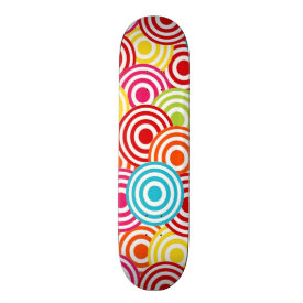 Bold Bright Colorful Concentric Circles Pattern Skate Board Decks