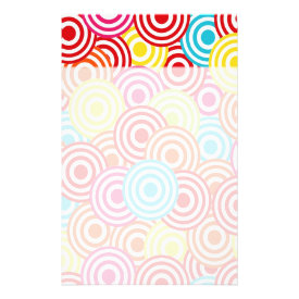 Bold Bright Colorful Concentric Circles Pattern Customized Stationery