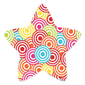 Bold Bright Colorful Concentric Circles Pattern Star Sticker