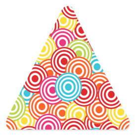 Bold Bright Colorful Concentric Circles Pattern Triangle Sticker