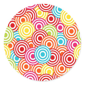 Bold Bright Colorful Concentric Circles Pattern Sticker
