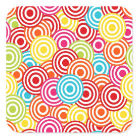 Bold Bright Colorful Concentric Circles Pattern Stickers