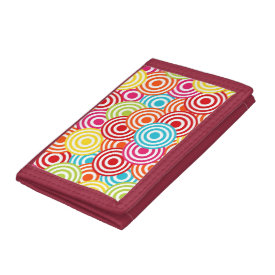Bold Bright Colorful Concentric Circles Pattern Tri-fold Wallet