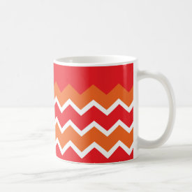 Bold Bright Orange Red Chevron Zigzag Pattern Coffee Mugs