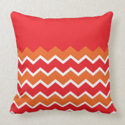 Bold Bright Orange Red Chevron Zigzag Pattern Throw Pillow