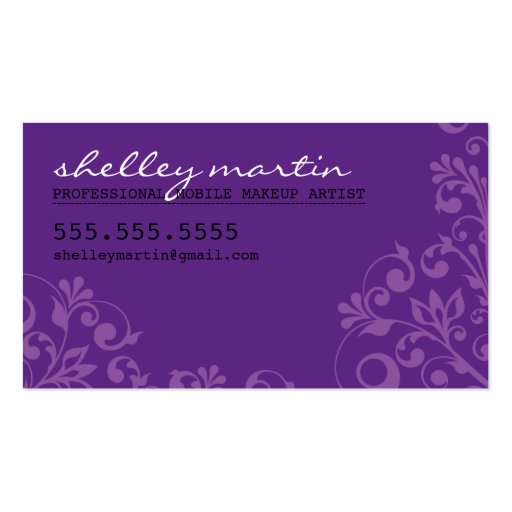 BOLD bright organic swirl pattern violet purple Business Card Templates (front side)