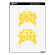 BOLD BRIGHT YELLOW VINTAGE DAMASK PATTERN 1 XBOX 360 CONTROLLER DECAL