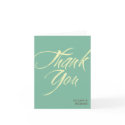Bold brush stroke teal green thank you cards card