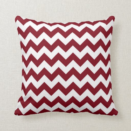 Bold Burgundy Wine & White Chevron Zig-Zag Pattern Pillows ...