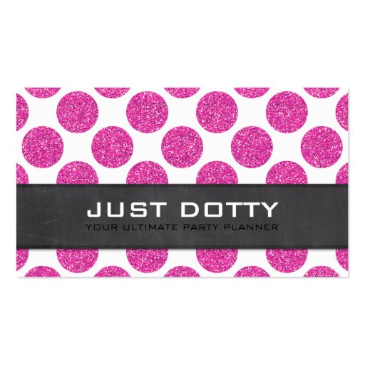 BOLD CARD polka dots chalkboard hot pink glitter Business Cards (front side)