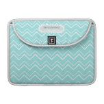 Bold Chevron Stripe Aqua White Personalized Custom Sleeve For MacBook Pro