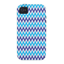 Bold Chevron Zigzags Teal Blue Striped Pattern iPhone 4 Cases