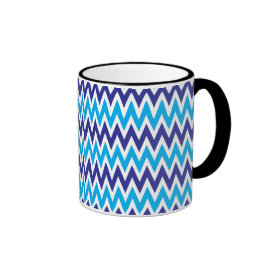 Bold Chevron Zigzags Teal Blue Striped Pattern Coffee Mugs