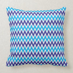 Bold Chevron Zigzags Teal Blue Striped Pattern Pillow
